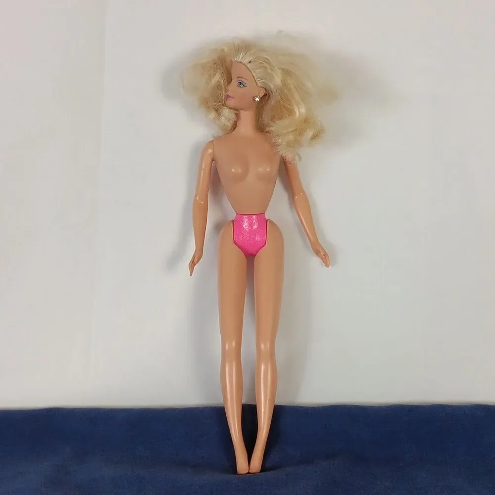 Barbie Twist and Turn Blonde Blue Eyes Earrings Formal Gown Vintage Non Bending